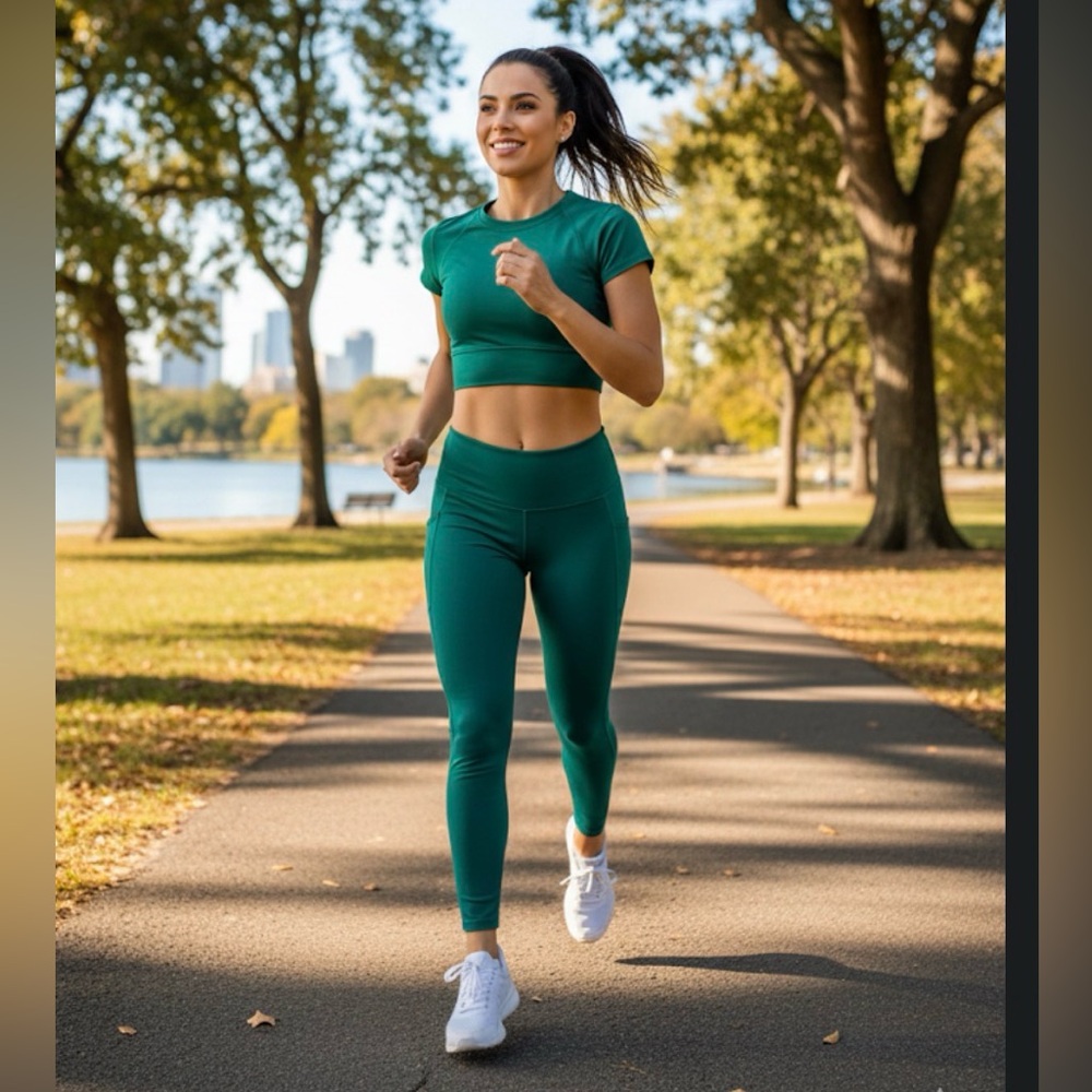 NWT Chico's Zenergy green leggings size 8
